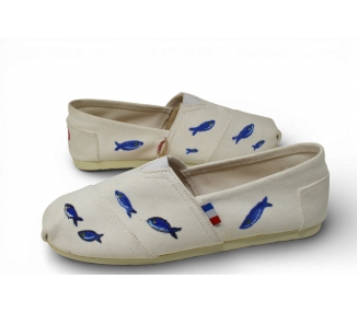 espadrille peinte petits poissons