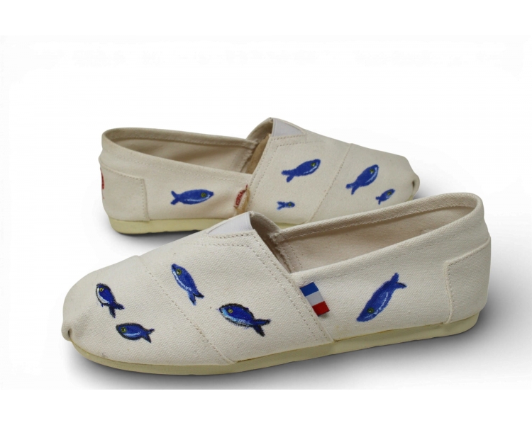 Espadrille peinte petits poissons