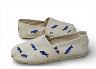 espadrille peinte petits poissons