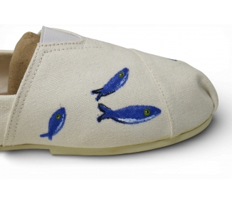 Espadrille blanche petits poissons