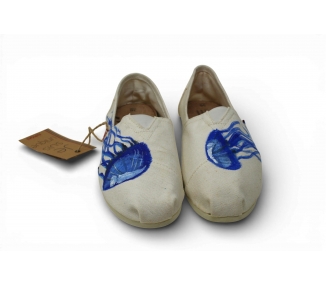 espadrille blanche Méduse peinte à la main