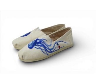 espadrille blanche Méduse peinte à la main