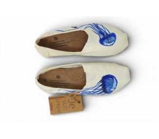 espadrille blanche Méduse peinte à la main