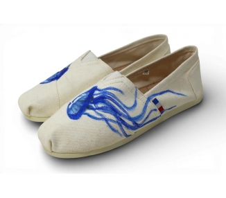 espadrille blanche Méduse peinte à la main