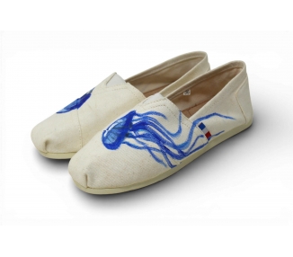 espadrille blanche Méduse peinte à la main