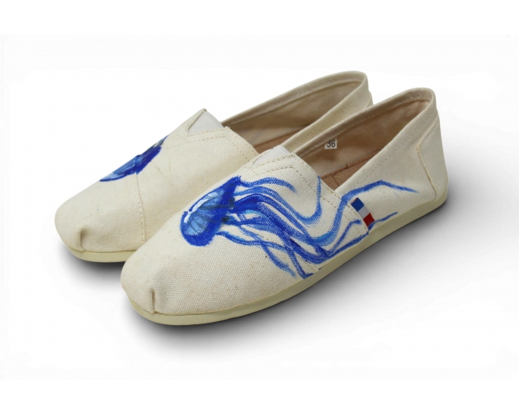 espadrille blanche Méduse peinte à la main